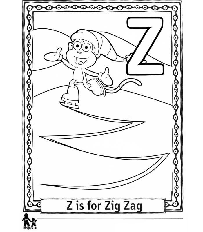 Print Z Zig-zag = Zig zag kleurplaat